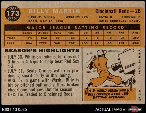 1960 Topps 173 Billy Martin