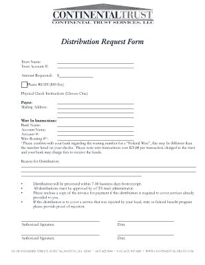 Fillable Online Fillable Distribution Request Formpdf Fax Email Print