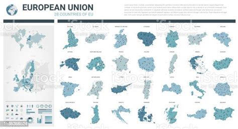 向量映射集 高詳細的28個地圖歐共體國家 與行政區劃和城市政治地圖 歐洲地圖 世界地圖 地球 資訊圖元素向量圖形及更多地圖圖片 Istock