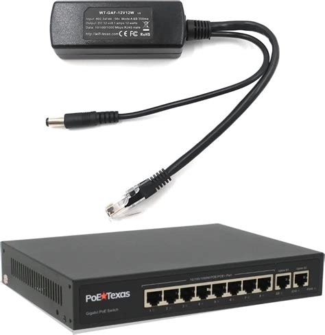 Buy PoE Texas IEEE 802.3af 12v Splitter and 8 Port PoE Switch Online at