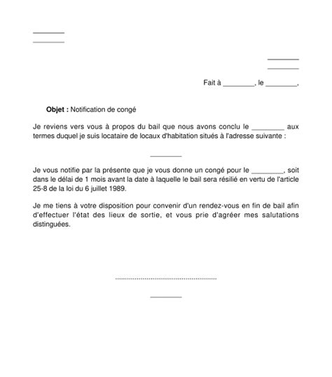 Mod Le En Ligne Exemple Type De Lettre Pour R Silier Son Bail