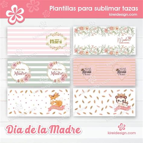 Plantillas para sublimar tazas Día de la Madre Kireidesign