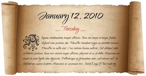 What Day Of The Week Was January 12 2010