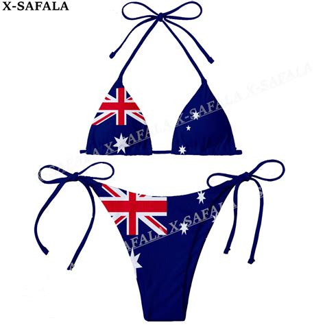 Australia Country Flag D Print Women Micro Sexy Bikini Bra Set Summer Beachwear Sexy Beach Two