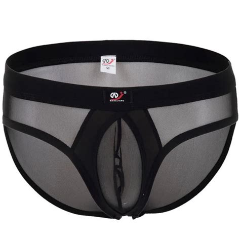 Briefs Men Sexy Mens Lace Panties Sheer Ice Silk Panties Cute Underwear Lingerie Gay Fashion