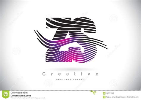 Letra Logo Design With Creative Lines Da Textura Da Zebra De ZS Z S E