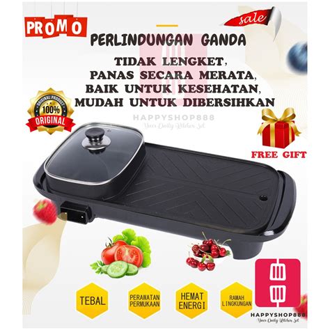 Jual Barbeque Grill Pan Electric Elektrik Listrik Multifungsi Hot Pot Hotpot 2in1 2 In 1 Shabu