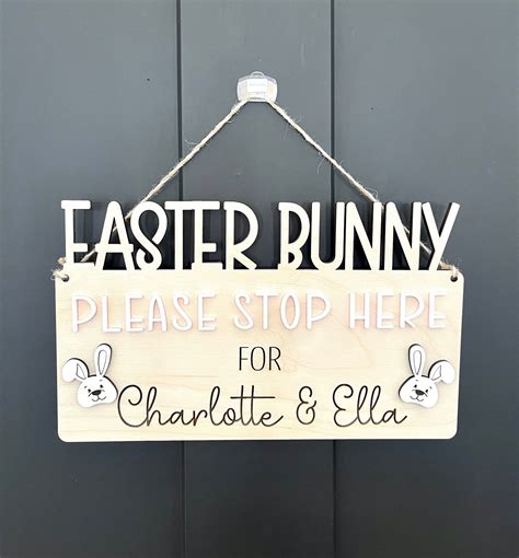 Laser Cut File Customizable Easter Sign Easter Bunny Stop Here Yard