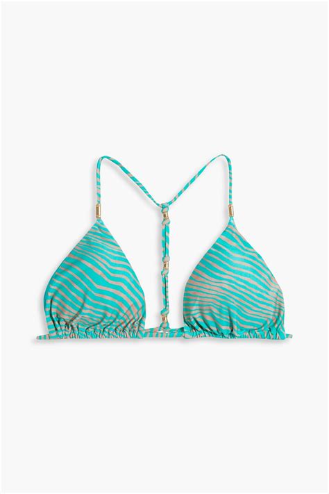 Buy VIX PAULA HERMANNY Printed Triangle Bikini Top Blue M Turquoise At 69 Off Editorialist