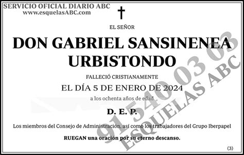 Esquela Publicada ABC Gabriel Sansinenea Urbistondo