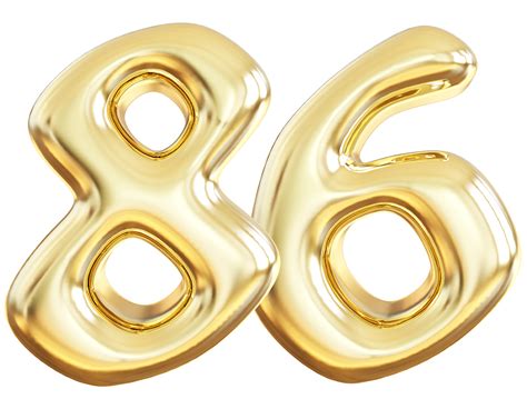 Gold 3d Number 86 36308240 Png