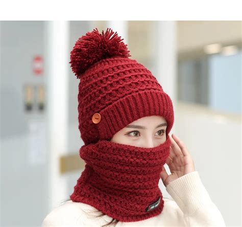 Зимние шапки, женская вязаная шапка, теплая меховая шапка с помпоном ...