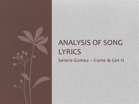 Analysis of Song Lyrics