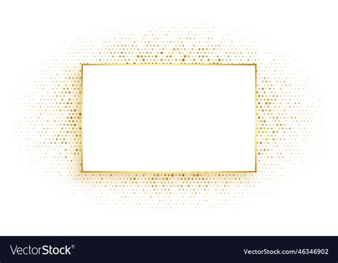 Golden Rectangle Frame With Glitter Background Vector Image