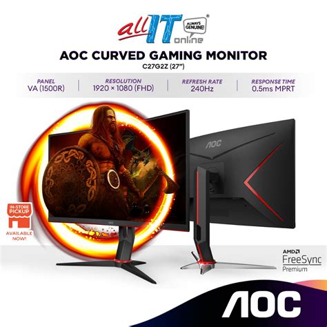 Aoc C27g2z 27 Fhd Va Curved Gaming Monitor 240hz Amd Freesync