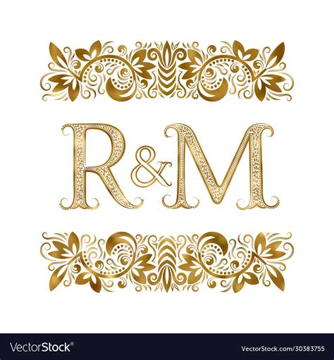 R And M Vintage Initials Logo Symbol Letters Vector Image