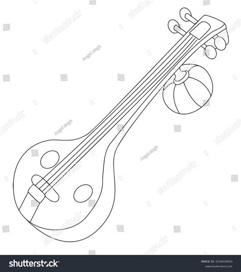 Sitar Instrument Drawing