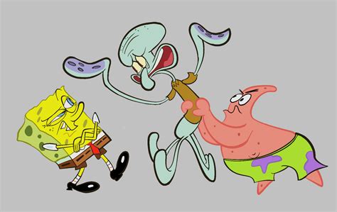 Spongebob Patrick And Squidward By Harryhandprints On Deviantart