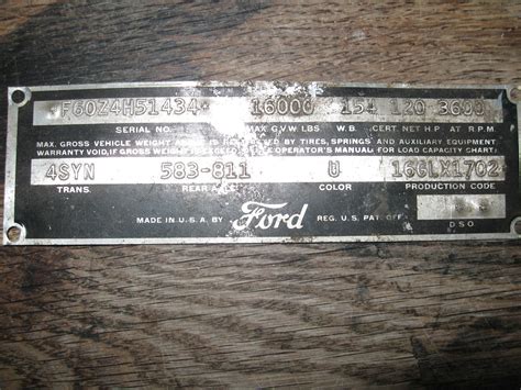 1956 Vin Plate Ford Truck Enthusiasts Forums