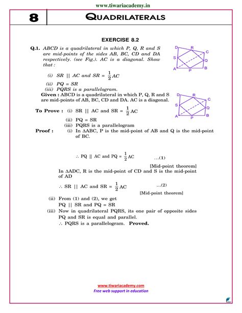 Ncert Solutions For Class Maths Chapter Quadrilaterals Ex