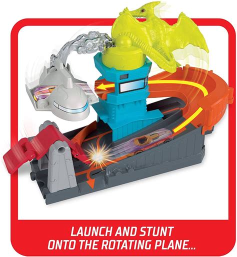 Tor Hot Wheels Zestaw Lotnisko Atak Pterozaura Pterodaktyla Autko Gbf Ulubiony Bohater