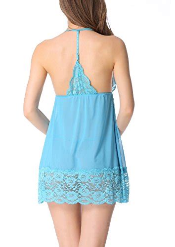Avidlove Women Sexy Lingerie Lace Chemise Halter Outfits Blue Want It All