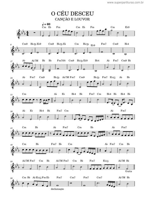 Letra De Canção And Louvor O Céu Desceu - Super Partituras - O Ceu Desceu (Canção E Louvor)