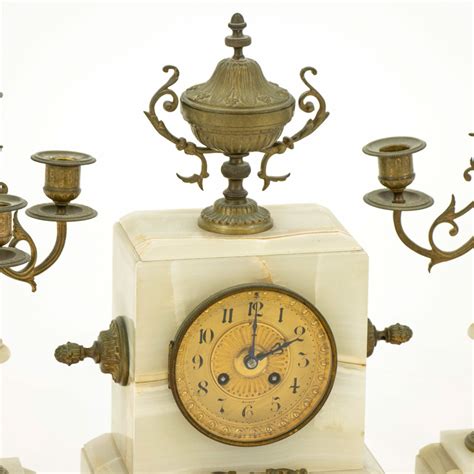 Onyx Mantel Clock With Candelabras Grandview Mercantile
