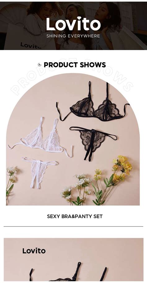 Lovito Sexy Sexy Lingerie Lace Up Lingerie Sets For Women L Black White Shopee Malaysia