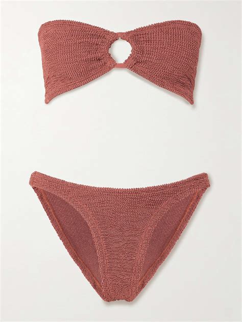 Hunza G Gloria Metallic Seersucker Bikini Net A Porter