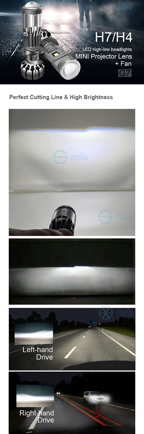 Stella auto mini H4 H7 светодиодные линзы, головсветильник лампы ...