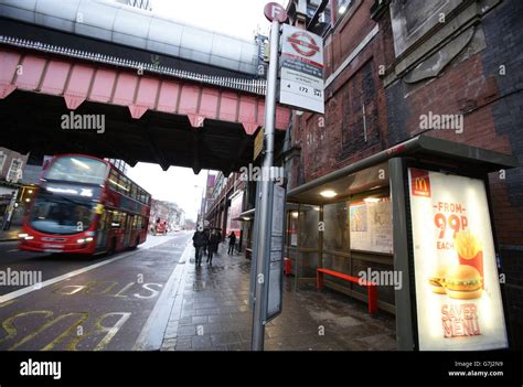 A Bus Stop Outside Waterloo Station In London Close To Where A Man Was