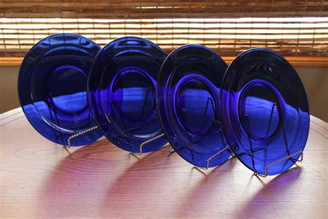 Cobalt Blue Glass Dinner Plate Vintage Cobalt Blue Dinnerware Unmarked Cobalt Blue Vintage