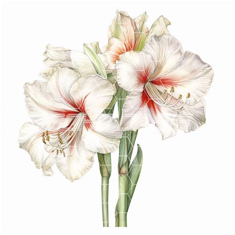 White Amaryllis Flower Clip Art Set Vibrant And Realistic Etsy