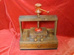 small handmade printing press  oak   letter blocks