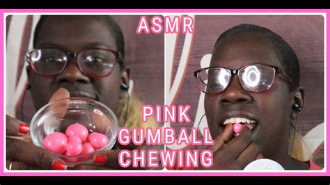 ASMR DUBBLE BUBBLE PINK GUMBALL CHEWING LOUD GUM CHEWING INTENESE