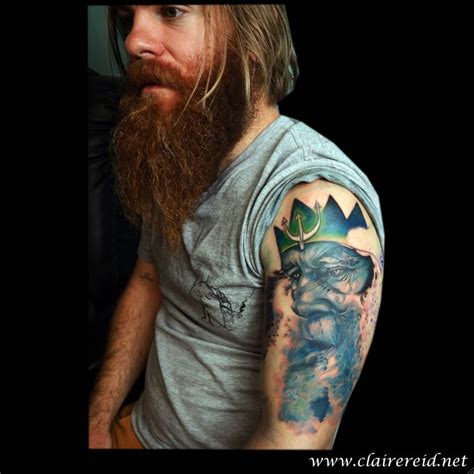 King Neptune tattoo by Claire Reid, first session of a sleeve | Tattoos ...