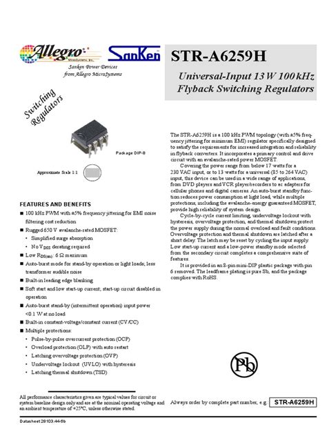 STR A6259H Datasheet - Eeworld.com - CN | PDF | Power Supply | Mosfet