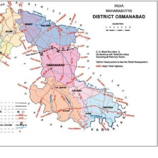 1 Location and administrative blocks of Osmanabad district (Sources ...