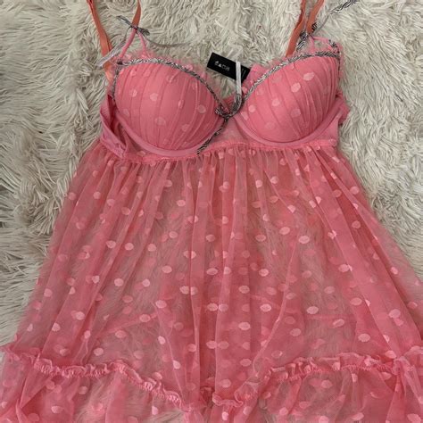 Pink Polka Dot Lingerie Top With Zebra Print Bows Depop