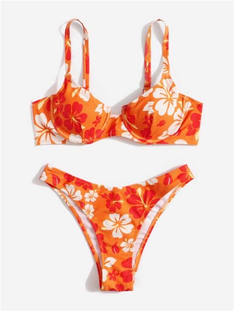 Is That The New Romwe X Gabiciamp Floral Print Push Up Bra Top High Cut Bikini Bottom Piece