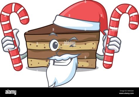 Santa Con Dulces Tiramisú Mascota Estilo De Dibujos Animados Imagen