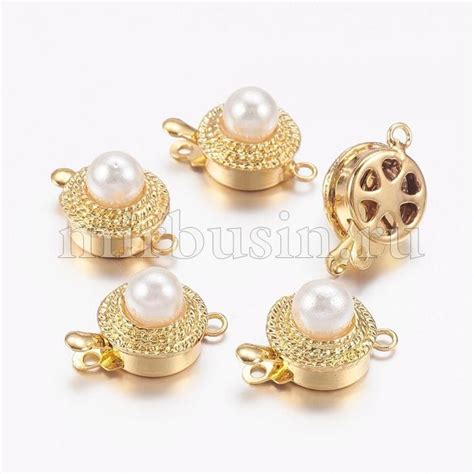 Застежка Коробочка с Жемчужиной, Сплав, Цвет: Золото, Размер ...