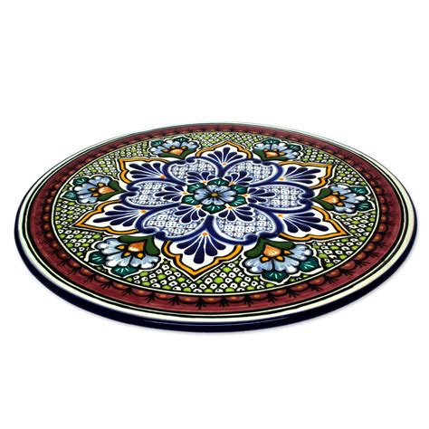 Artisan Crafted Authentic Mexican Talavera Style Plate - Imperial Flow