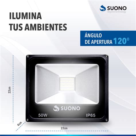 Reflector Led W Alta Luminosidad Bajo Consumo Exterior Suono