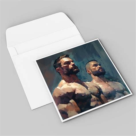 Male Couple Portrait Digital Ai Gay Art Realistic Art Oil Painting Wall Art Poster Printable