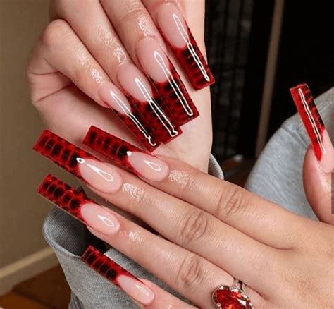 Coffin Baddie Red Acrylic Nails 60 Ideas