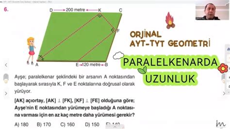 Paralelkenarda Uzunluk Yen Nes L Soru Z M Ayt Tyt Geometr Orj Nal