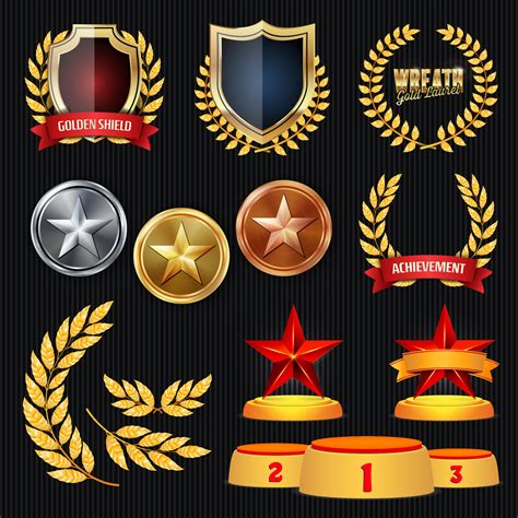 Vector Awards And Trophies Collection Golden Badges And Labels