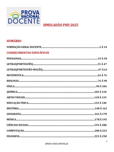 Conteúdo Programático Pnd 2025 - Apostilas Simuladão PND 2025: Conteúdos e Questões | PDF ...